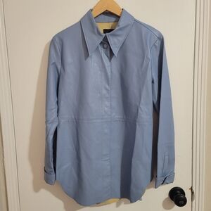 Dolce Cabo Vegan Leather Shirt in French Blue